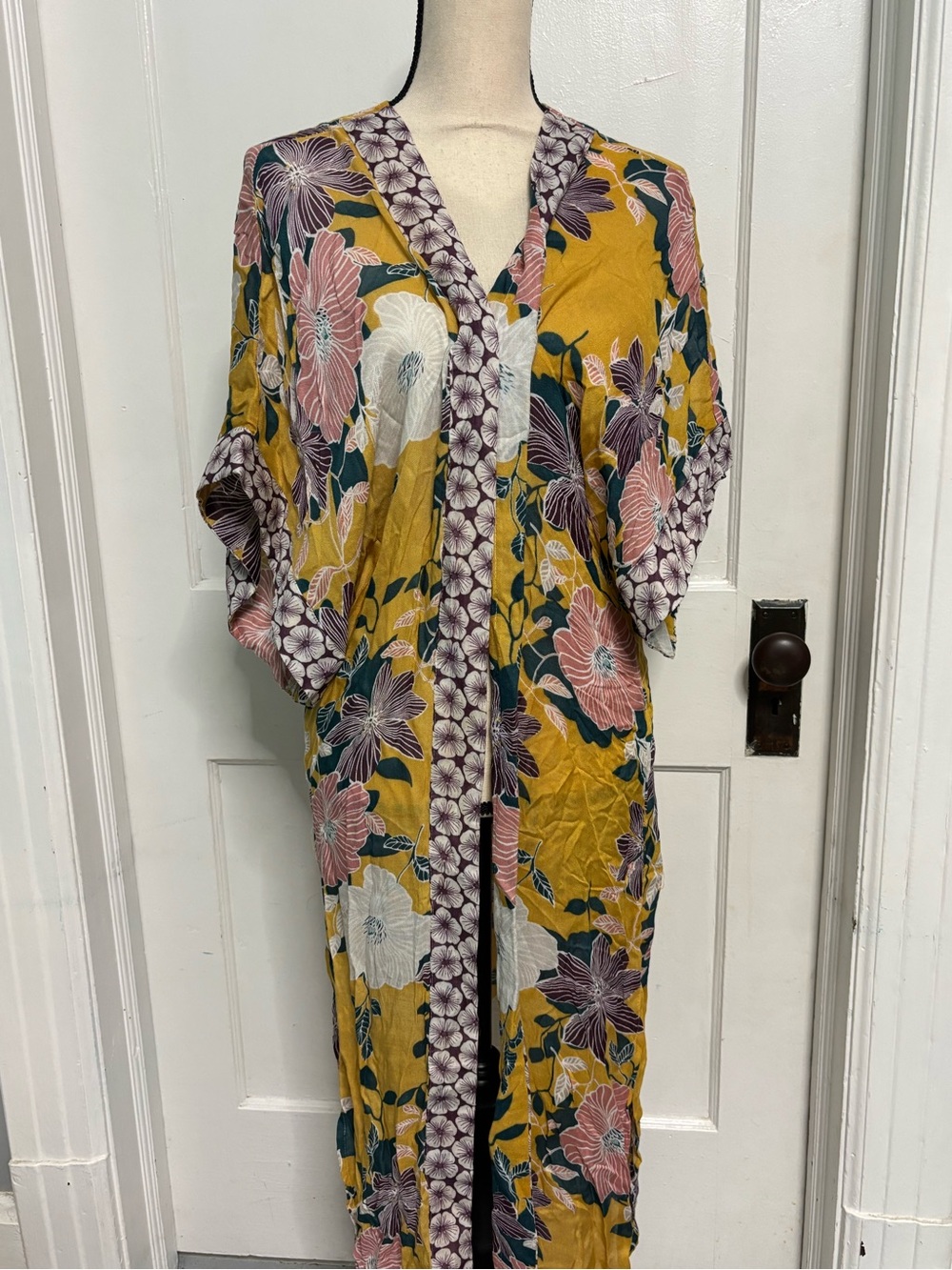 Floral Mustard Kimono